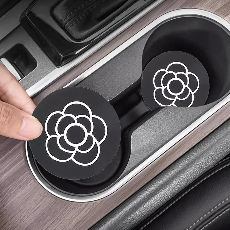 Camellia cup Coaster Fashion Non-slip Coasters Car Interior For Jaguar XF XE XJ F-Pace X-Type S-Type F-Type E-Pace I-PACE XK