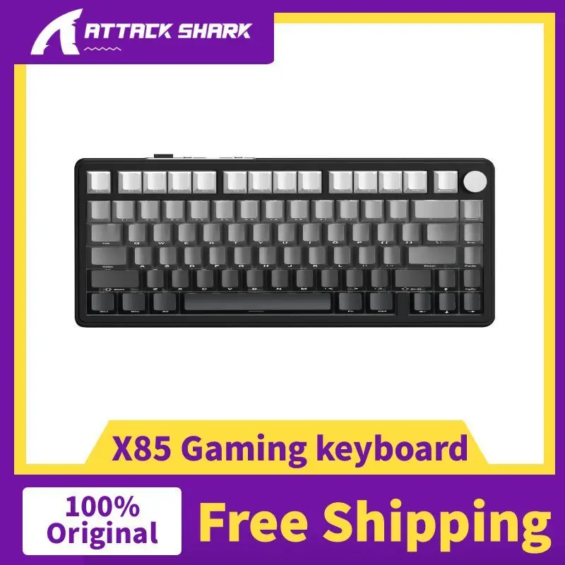 

Attack Shark X85 Mechanical Keyboard PBT Keycaps Multi-functional Metal Knobs Macro-Defined Hot-swappableGaming Keyboard