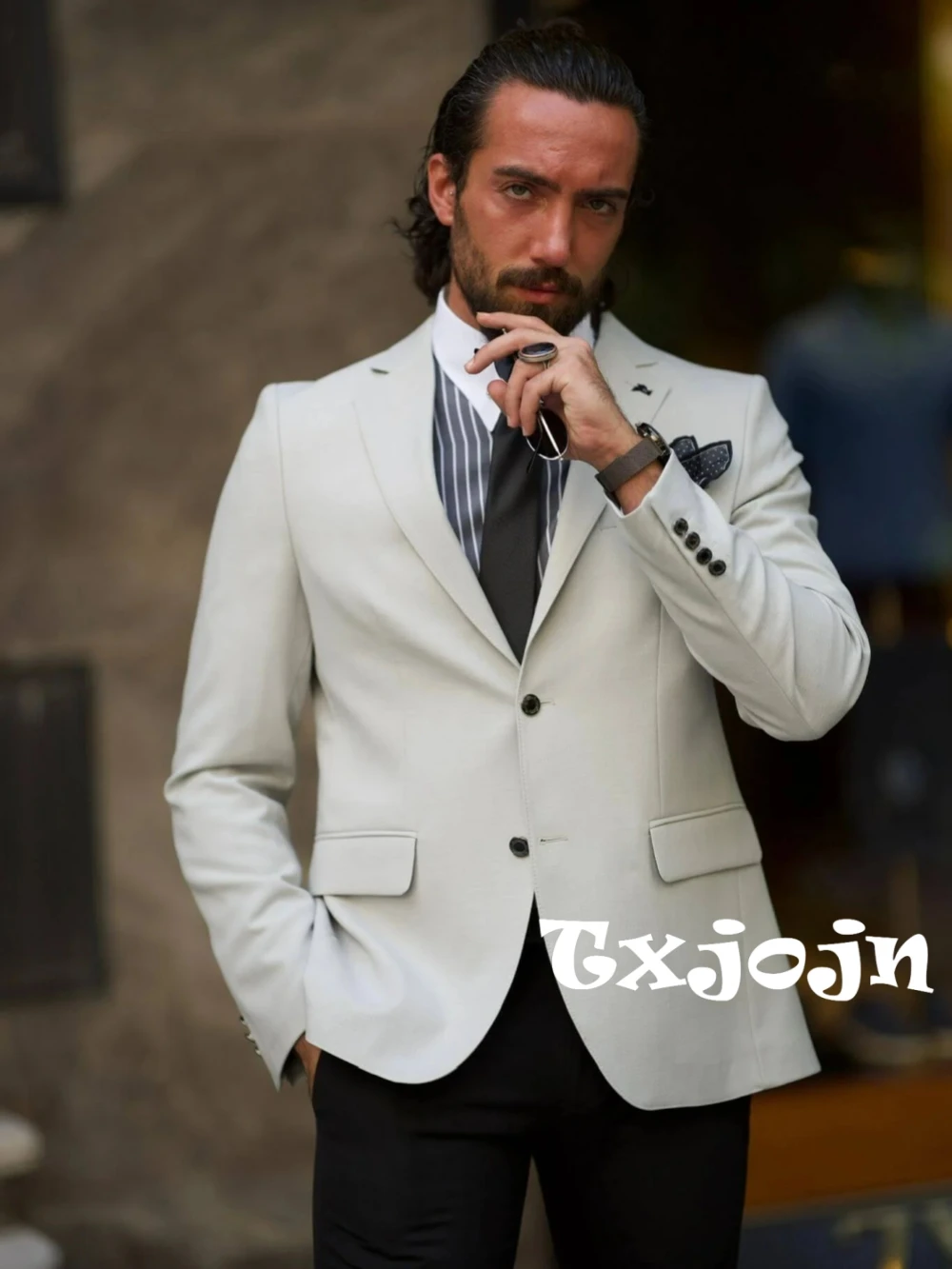 

Men's Solid Long Sleeve Suits For Trip,Casual Handsome Notched Lapel Man Jacket Business Outfit,Elegant Autumn Blazer For Men