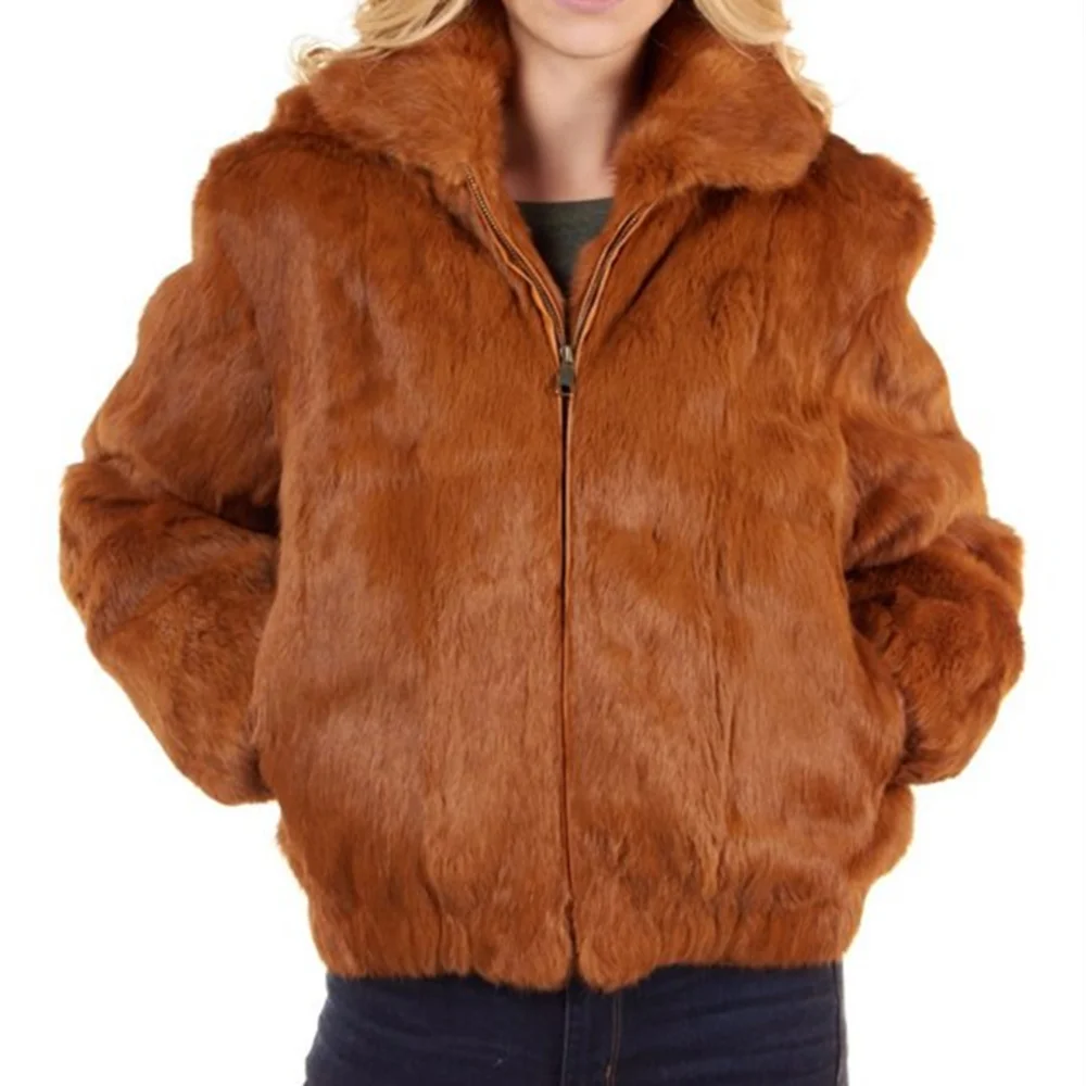 Fancy Rani Natural Rabbit Fur Coat Winter Women\'s Cold Jacket Especially Promotion 2023 Female Luxury Overcoat For Ladies