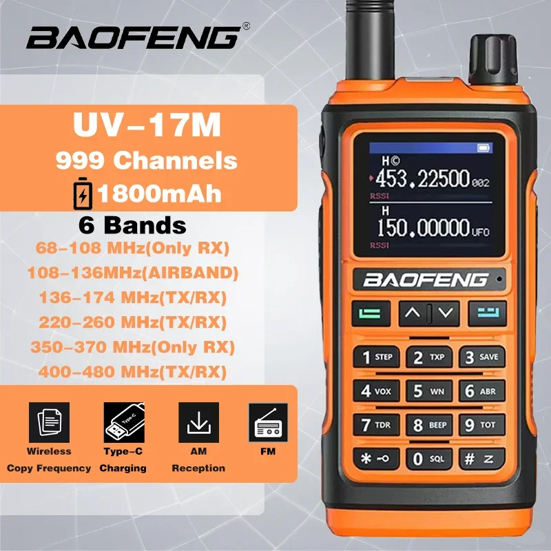 Baofeng UV-17M Handheld-Zwei-Wege-Radio-Langstreckenantenne 999CH Typ-C-Luftband-kompatibel