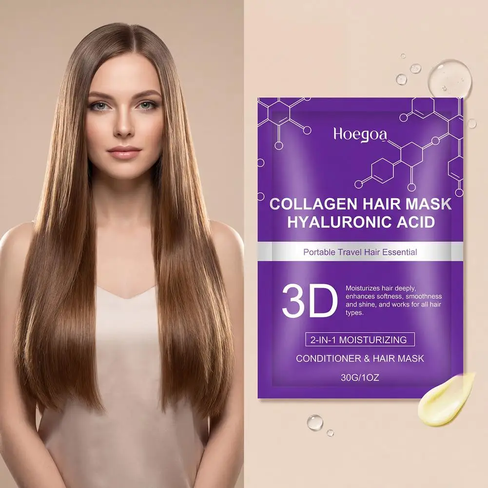 Hoegoa 1/2/3/4/5/10pcs Hair Mask Sachet Keratin Hair Mask Magical 5 Second Repair Damage Frizzy Soft Smooth Hair Care Mask