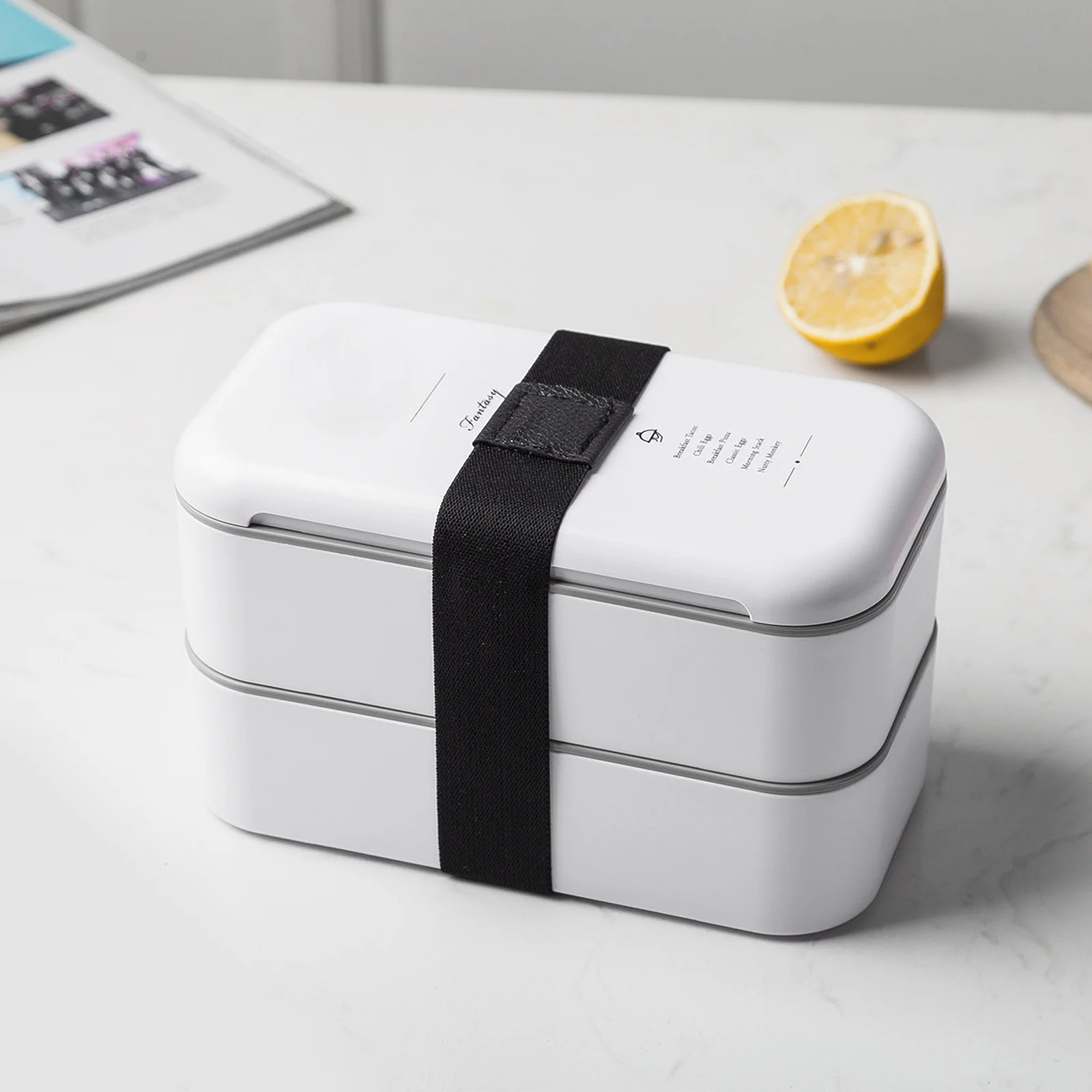 

1Pcs Double Layer Lunch Box Japanese Leakproof Strap Design for Students Workers Microwave Safe Food Container