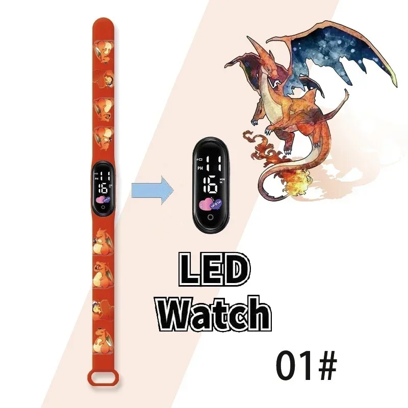 Montres numériques Pokemon Charizard pour enfants, figurine d'action de dessin animé, LED tactile, montre de sport électronique étanche, cadeaux de Noël