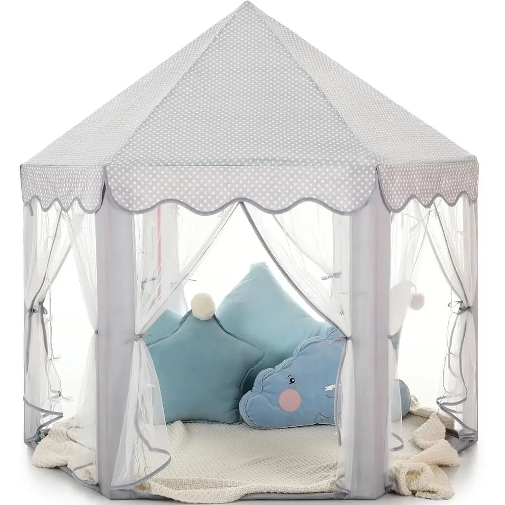Princesa tenda meninas grande playhouse crianças castelo jogar tenda com luzes da estrela presente brinquedo para crianças interior e exterior ga