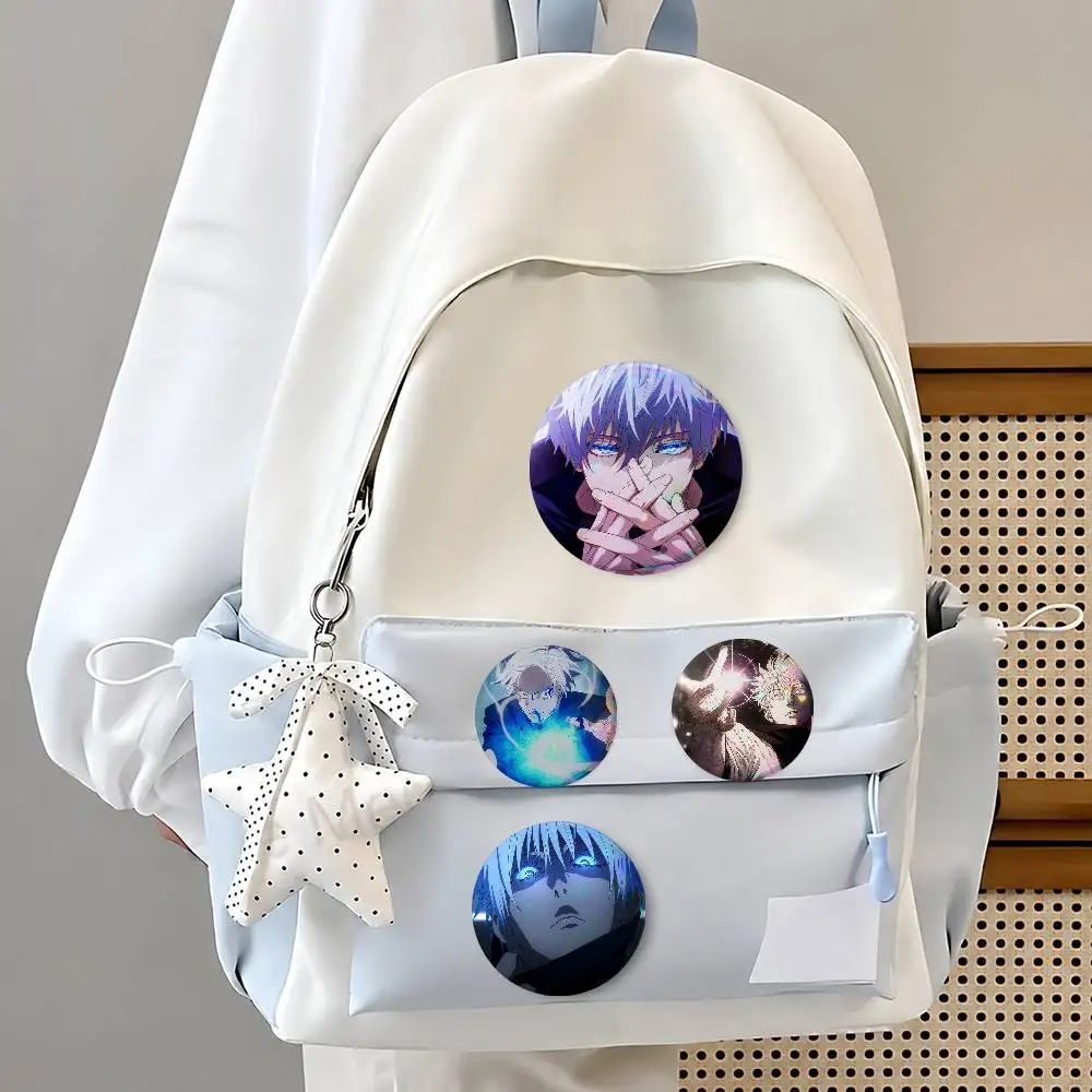 Satoru Gojo Cute Cool Round Pin Badge Set For Anime Game Music Cartoon Fans Backpack Denim Jacket Hat Decoration