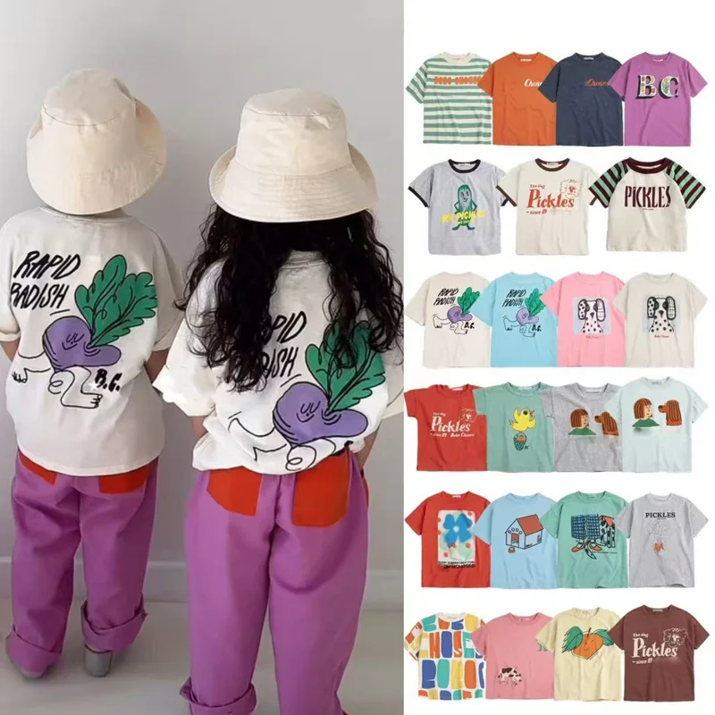 

In Stock 2026 BC New Spring Summer Girl Clothes Baby Boy Clothing size 2-16y Cotton Short Sleeve Kids Clothes Girls T Shirt