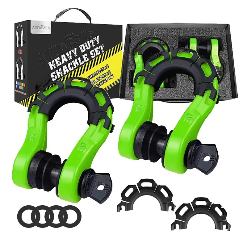 

Bow Towing Mega Shackle 3/4" D-Ring Shackle (2 Pack),2 Isolator and 4 Washers Kit Compatible for Off-Road Jeep Vehicle Recovery