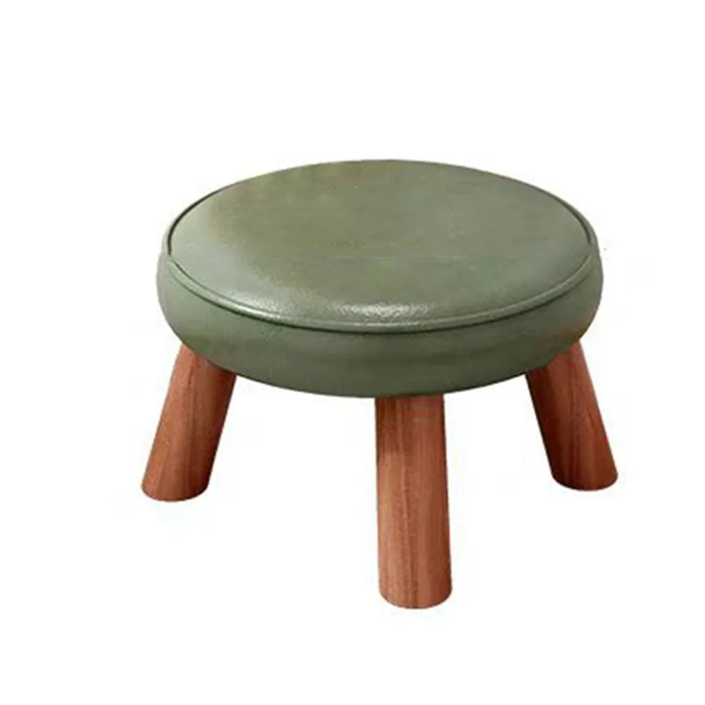Breathable Soft Solid Wood Small Foot Stool Non-Skid Waterproof Low Seat Stackable Comfortable Small Footstool Ottoman Adult