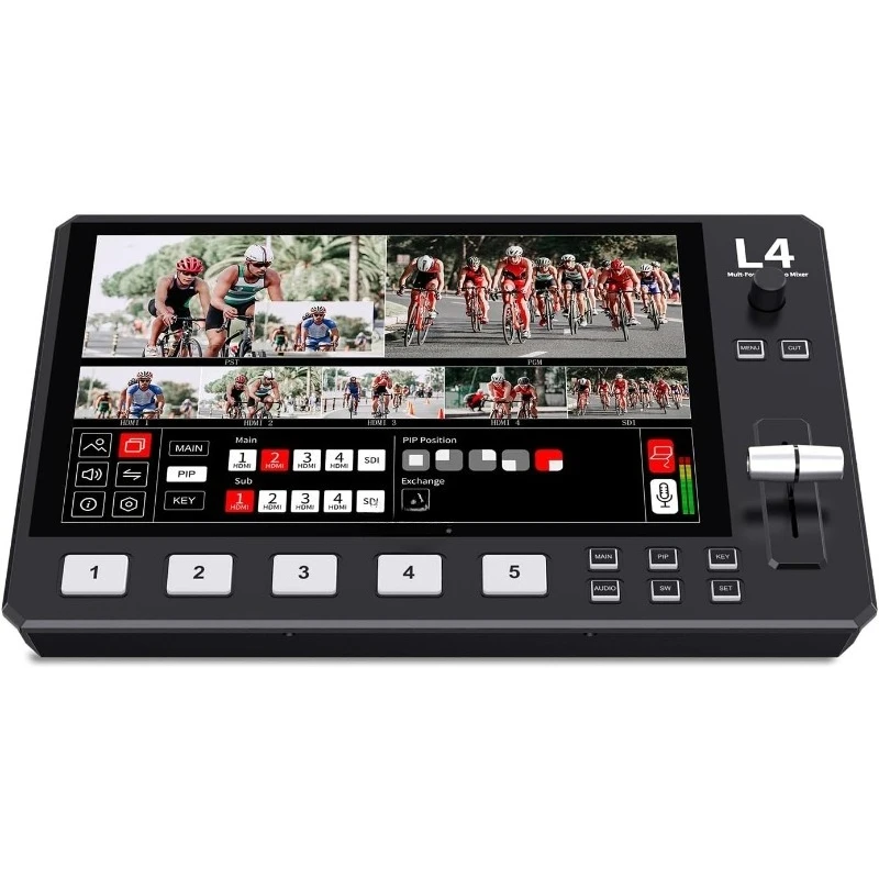 

L4 10.1 Inch Touch Screen Video Switcher 10.1 inch Touchscreen, Real-time Preview 5 Input Sources PST PGM
