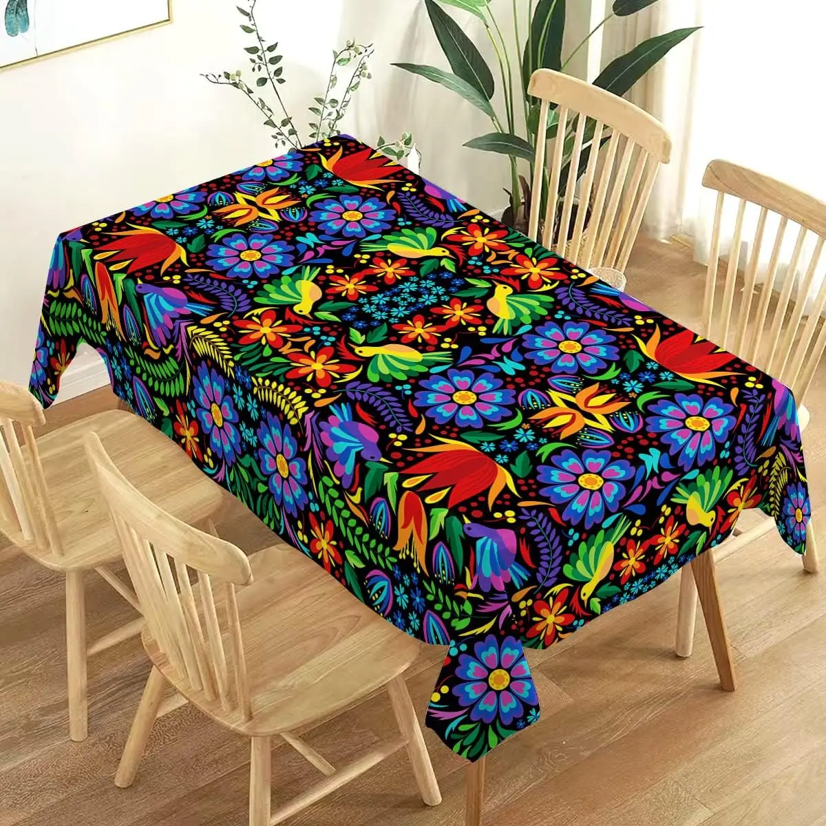 Mexican Cinco De Mayo Tablecloth Mexico Let's Fiesta Party Decoration Dia De Los Muertos Floral Home Kitchen Dining Room Decor