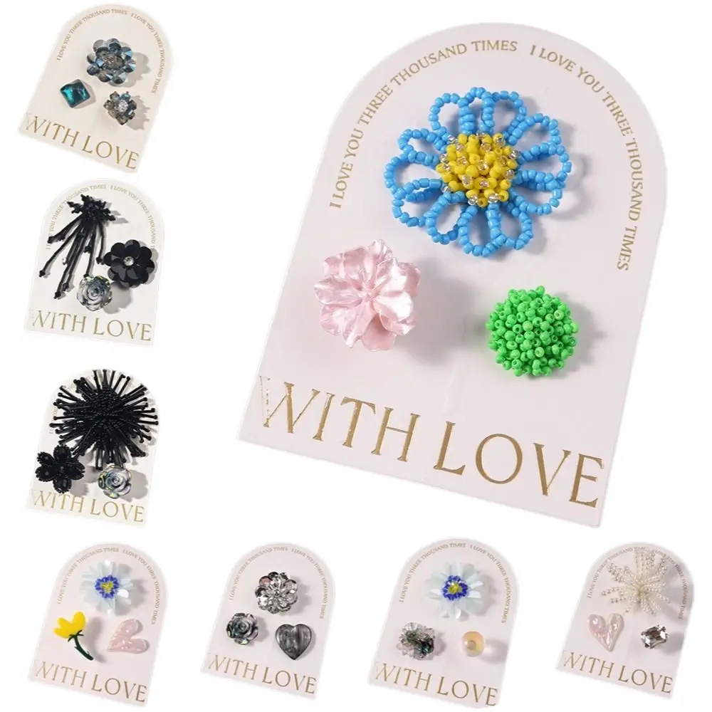 3pcs/set Flower Bead Chain Crystal Shoe Charms Tassel Pearl Sparkling Jelly Flower Charm Elegant Handmade Jelly Shoes Charm