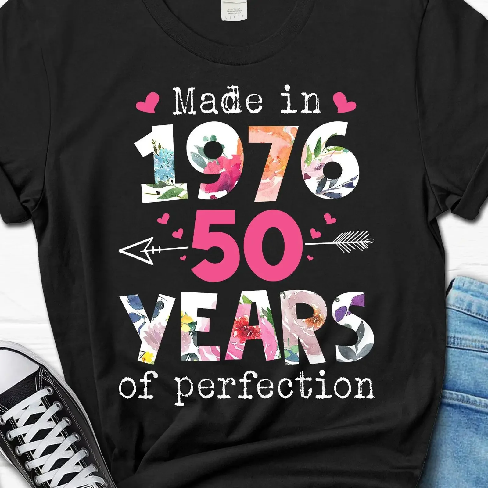 Made in 1976 50 Years Birthday 50th Bday T Shirt Turning vintage Washed Top For Everyday Wear Stylish graphic Unisex Versatile