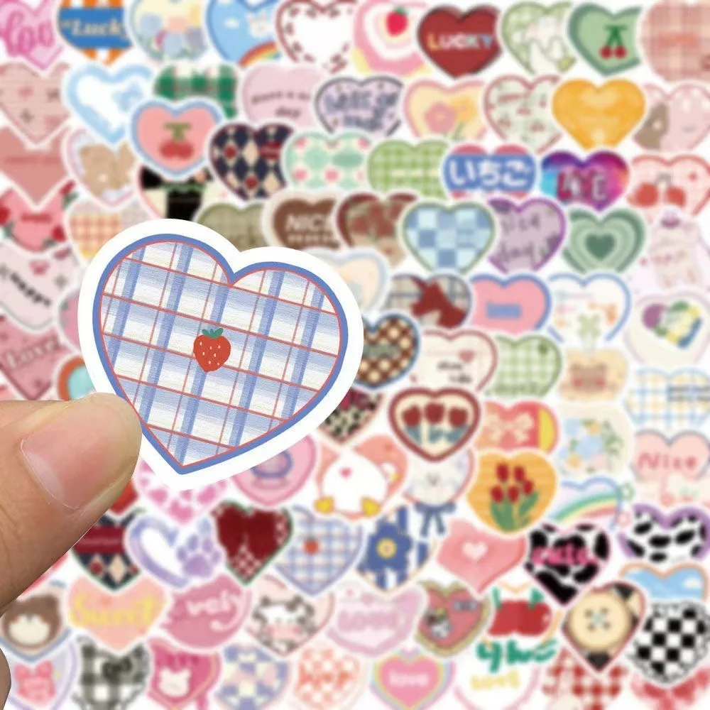 100 pièces mignon dessin animé amour coeur autocollants Kawaii bonbons couleurs autocollants Scrapbooking journal autocollants école bureau papeterie