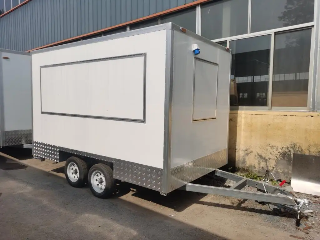 SPOT STOCK!! Shipping Now!! 3.5M White Mobile Food Trailer Outdoor Food Truck Ice Cream Hot Dog Cart!!