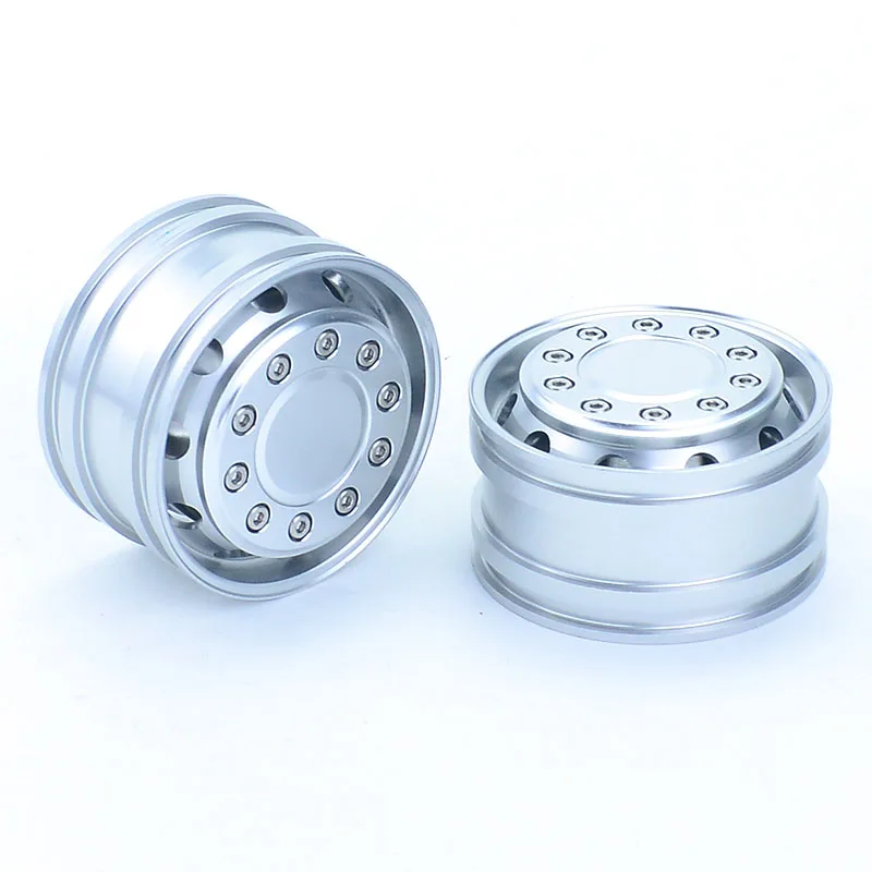 2pcs Metal Front Wheel 20mm/25mm Width Drive/Bearing Hub Rim for 1/14 Tamiya RC Truck Tipper SCANIA 770S 56368 VOLVO ACTROS Car