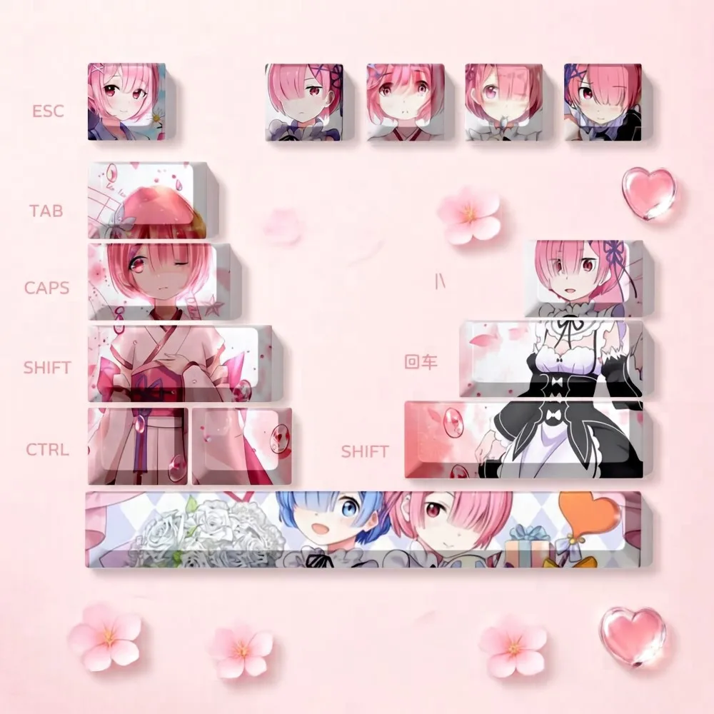 14 Key/set Keycap Rem Ram keycaps Mechanical keyboard accessories Re:ZERO Original height gift