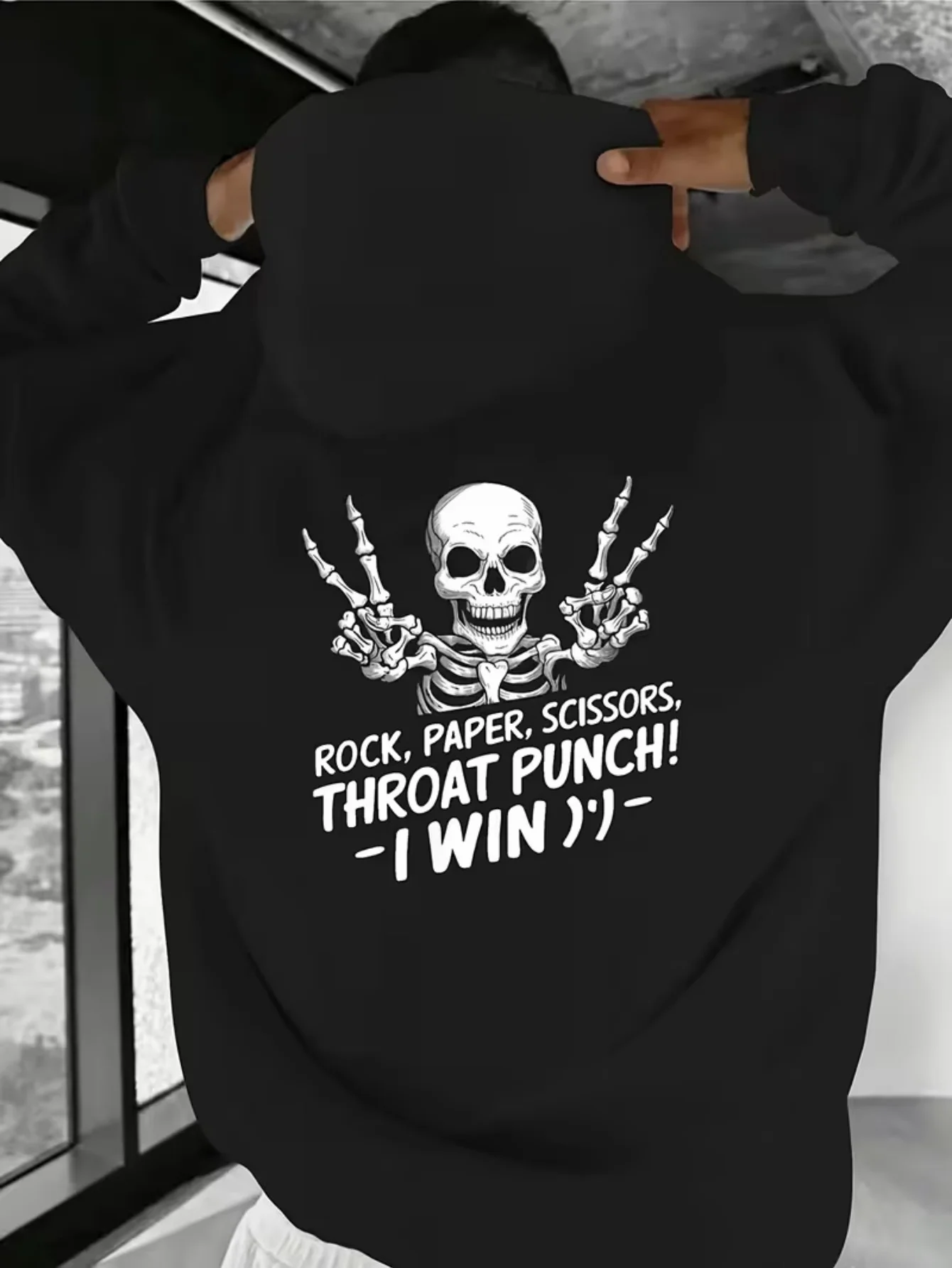 Sarcastic Quotes Featuring Twin Skulls Printed Premium Spring Autumn Men's Long Sleeve Casual Hoodies