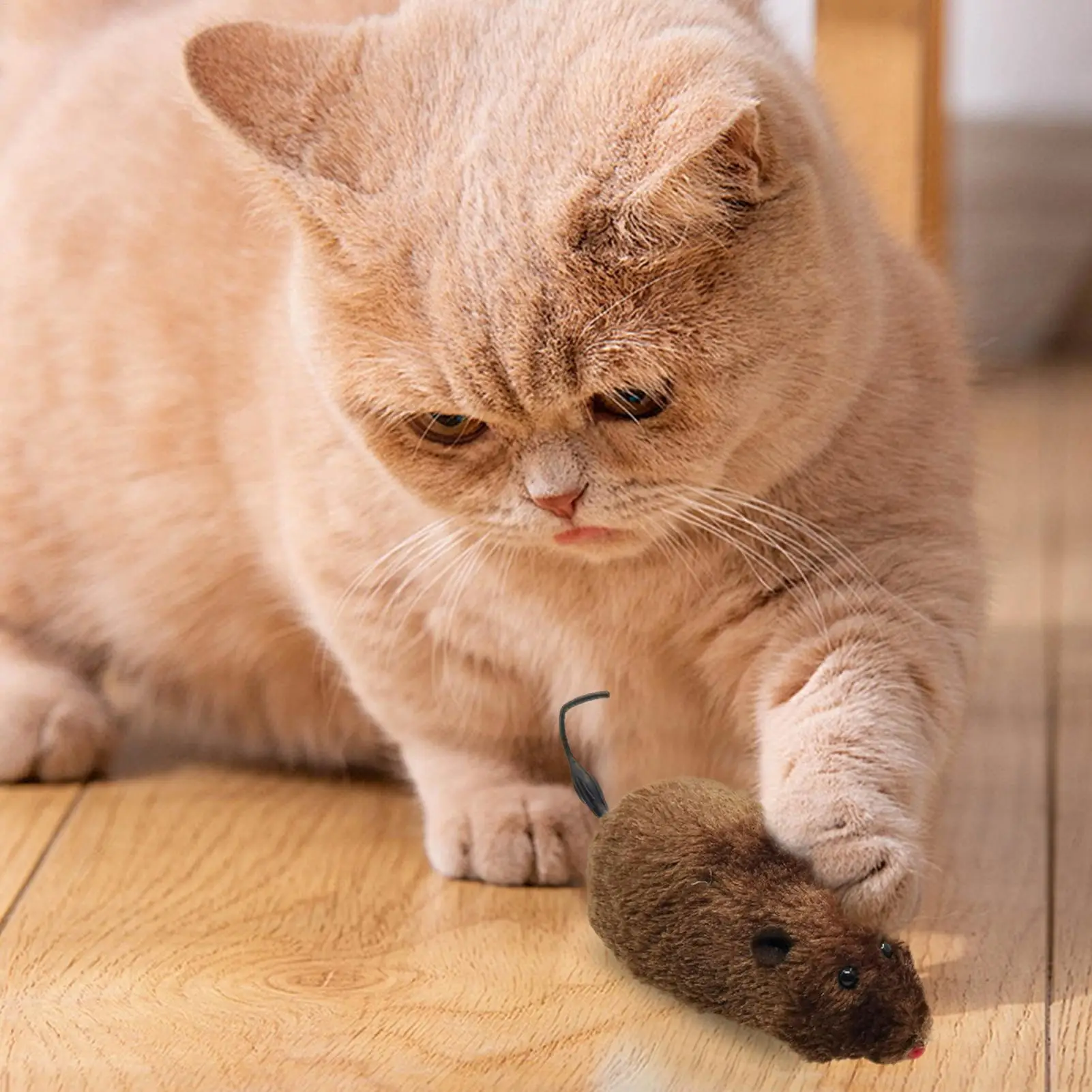 Farbe zufälliges Katzenspielzeug, aufziehbares Plüsch-Mausspielzeug für Katzen und Hunde – Stoffmaus mit mechanischer Bewegung, keine Batterien erforderlich