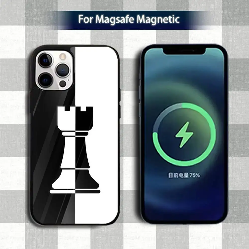Black and white Chess Board Phone Case For iPhone 13,12,15,17,11,16,14,Pro,Max,Plus,Mini,Magsafe,Magnetic Wireless Charging Case