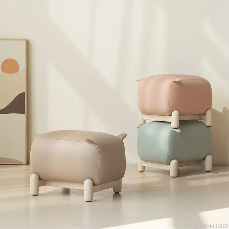 

“Cute Fabric Stool – Wooden Ottoman for Kids, Living Room & Entryway”