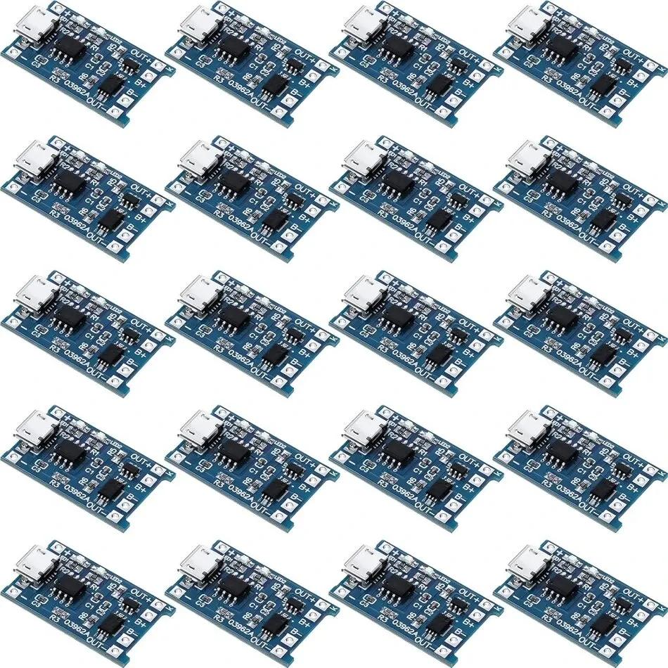 20pcs TP4056 1A 5V Lithium Battery Charging Board Module Micro USB/Type-c Interface Charging Protection 2-in-1