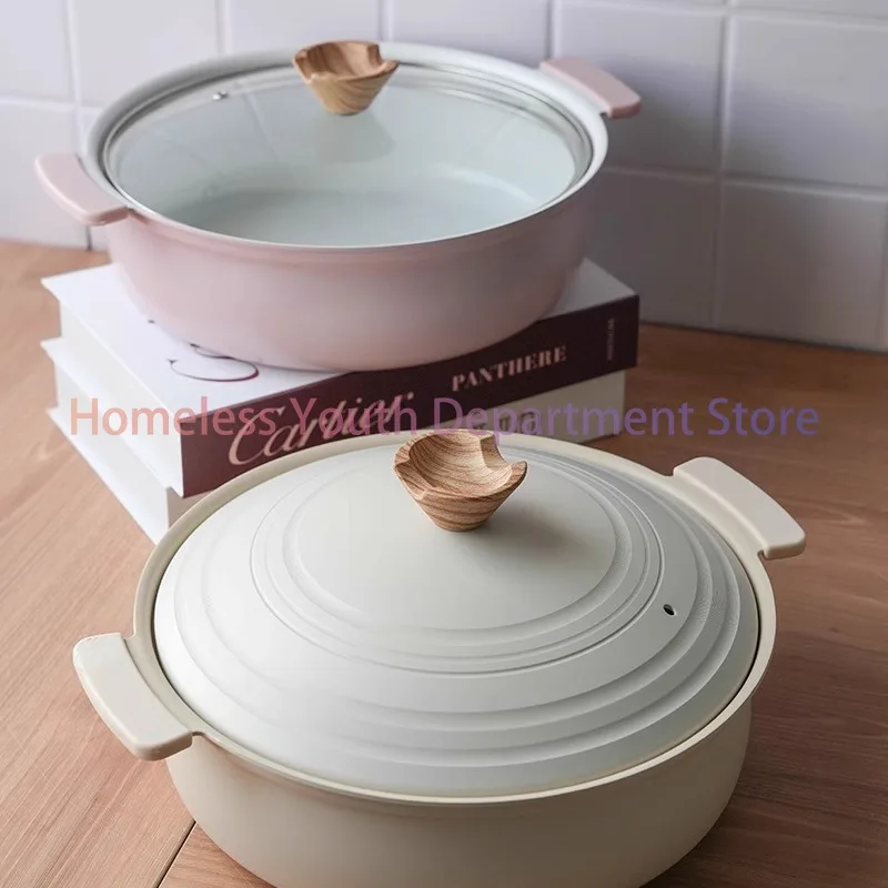 Binaural soup pot, table pot, induction cooker available, soup stew pot, non-stick pan