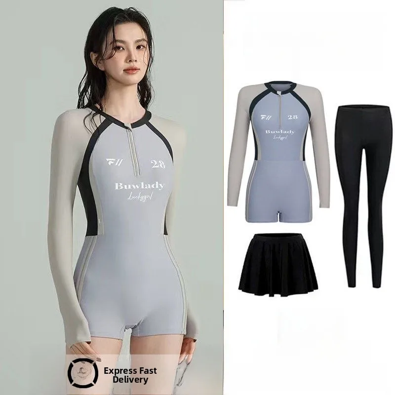

Женский цельный купальник для серфинга с длинными рукавами, профессиональный гоночный костюм для дайвинга, быстросохнущая одежда для водных видов спорта