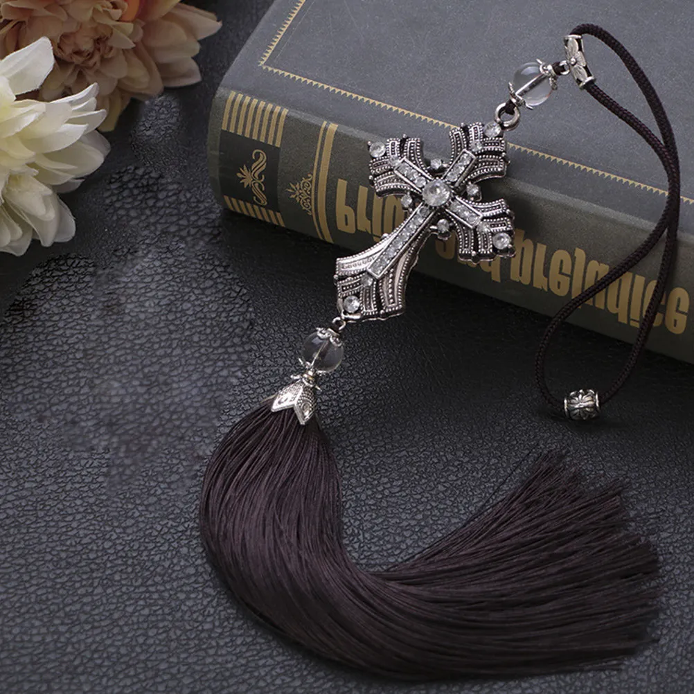Peace Cross Car Hanging Ornament – Stylish Alloy Rearview Mirror Decoration for Interior, Safety & Blessing Symbol