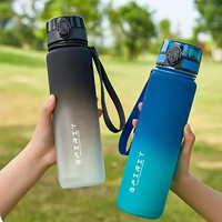 1000ML 600ML 750ML Water Bottle Gradient Direct Drink Large Capacity Plastic cup for outdoor activity BPA Free Leak Proof