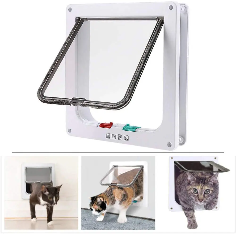 Hot Sale Custom Logo Automatic Pet Gate Luxury Solid Pattern Plastic Animal Door for Cats and Dogs Free Entry Exit for Houses
