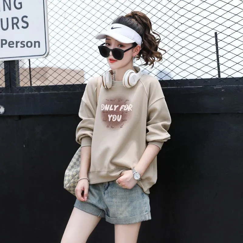 

Fashionable Oversized Hoodie Women's Long Sleeve Fleece Lined Pullover Spring Autumn Winter Popular Streetwear Top