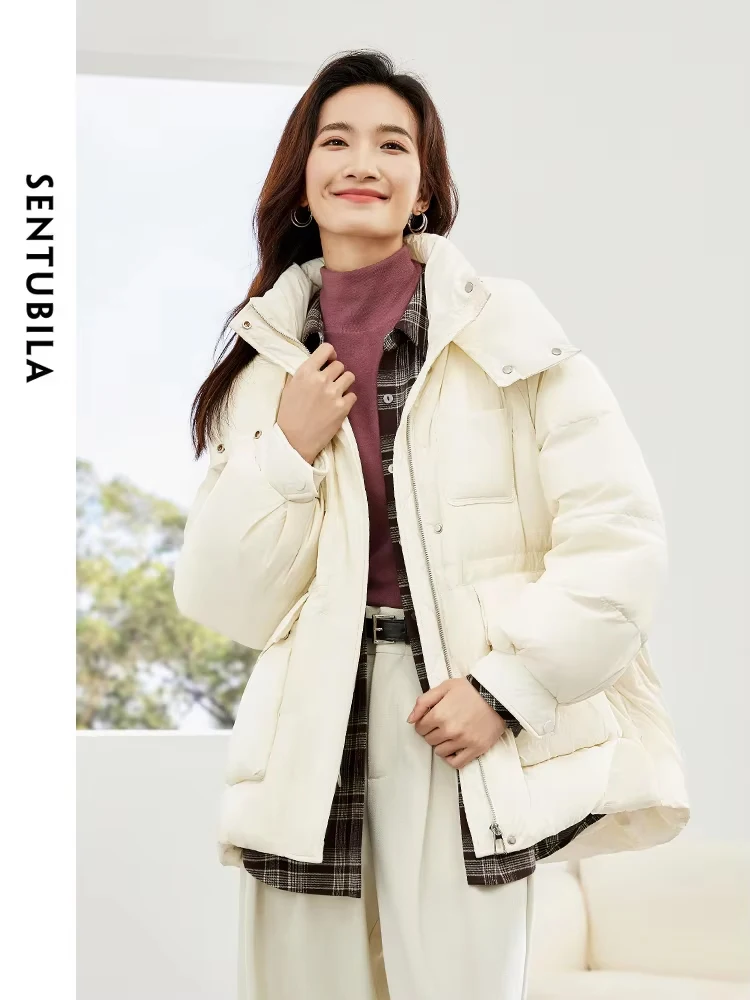 

SENTUBILA Women Windproof Puffer Down Jacket Winter 2024 Fashion Classic Hooded Duck Down Jackets Female Outerwears W44Y58509X