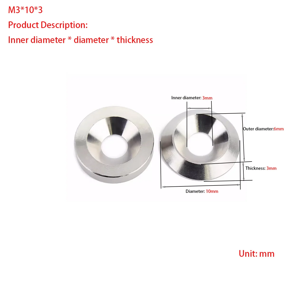 

304 Stainless Steel Countersunk Head Solid Countersunk Hole Concave Convex Decorative Fisheye Gasket M3-M10