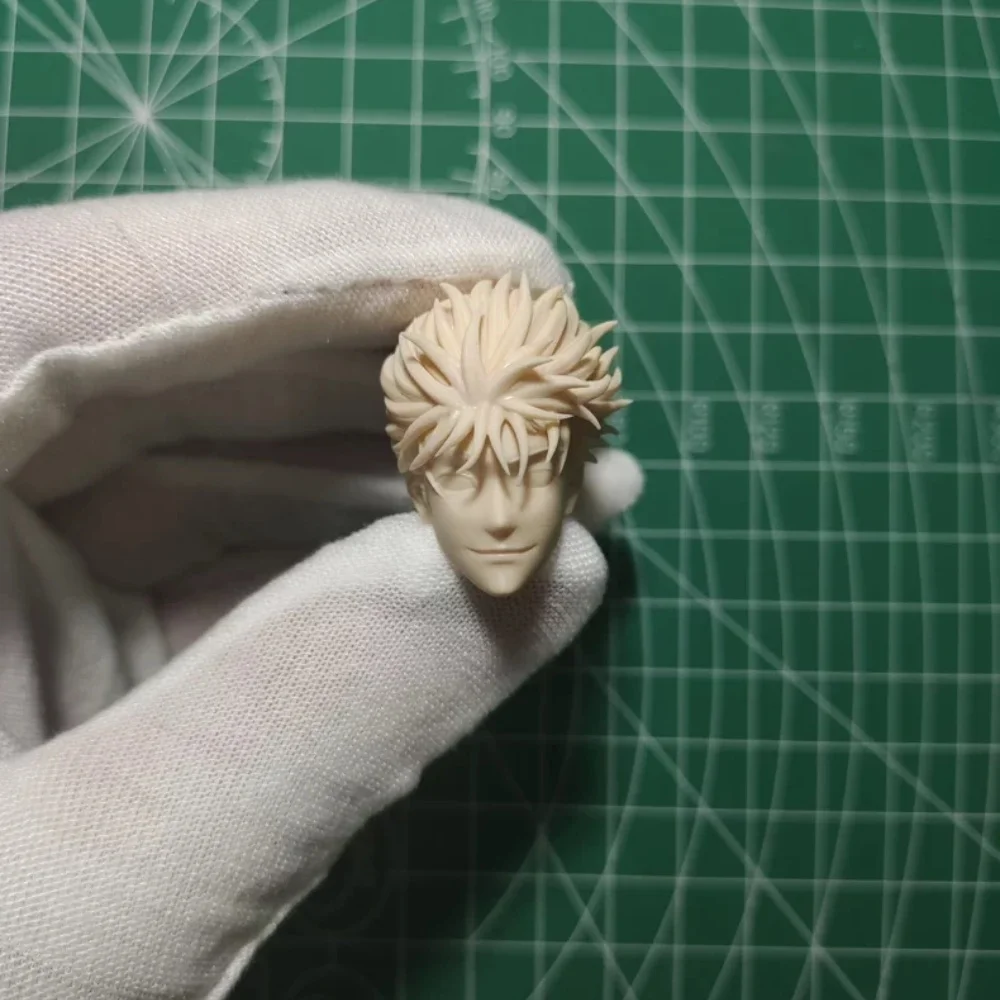 【Ongeverfd】 Schaal 1/12 Mannelijke Soldaat Gojo Satoru Rommelig Stekelig Kapsel Wit Hoofd Carving Voor 6'' Action Figure Romankey Shf