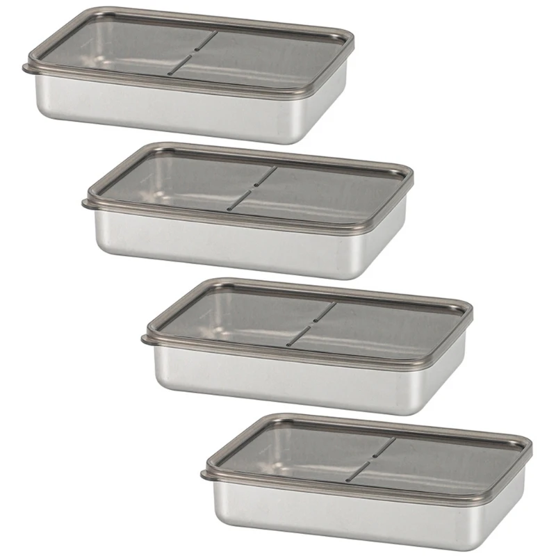 

Metal Box 304Stainless Steel Fridge Storage Bins with Airtight Lid