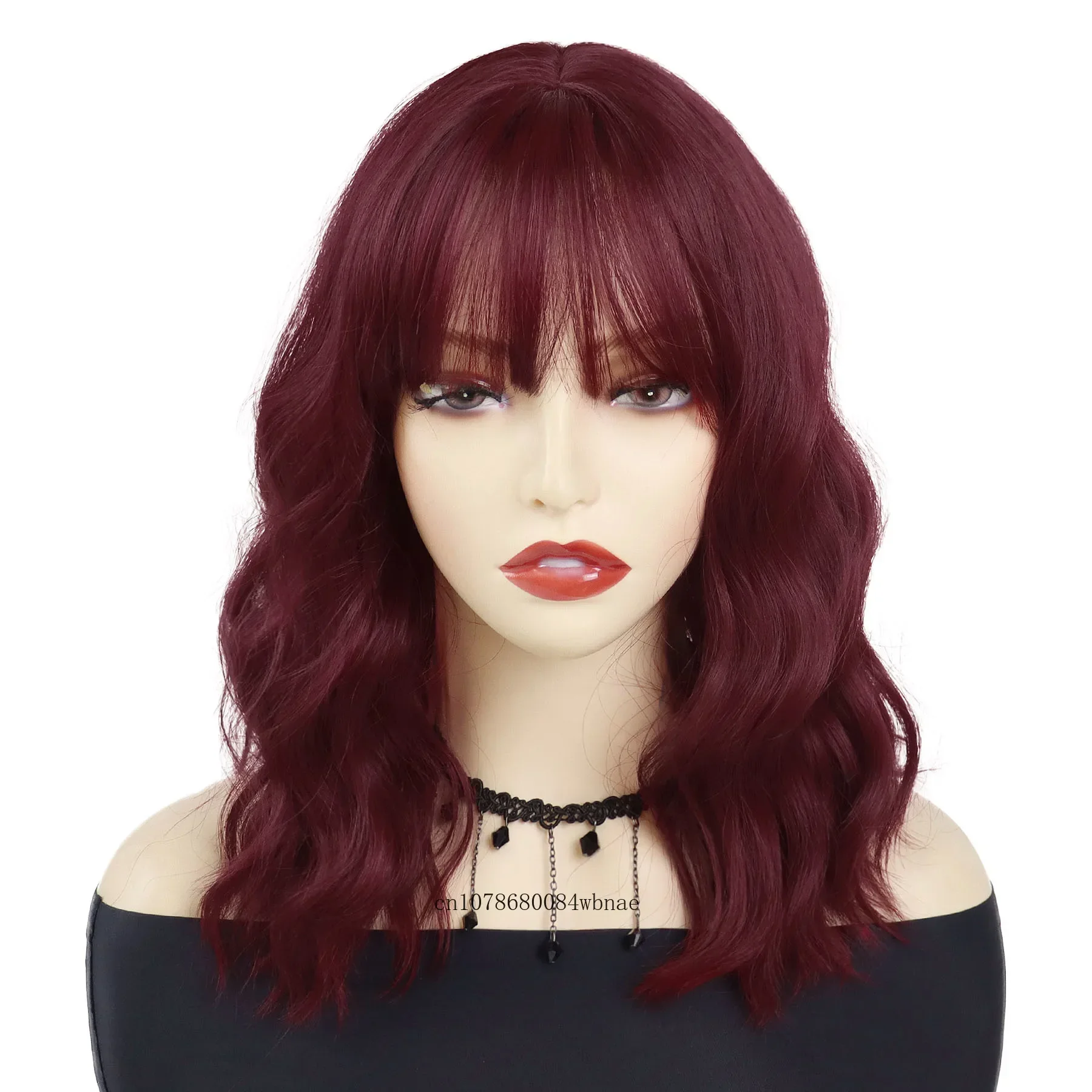 الاصطناعية أوبورن موجة قصيرة الباروكات مع الانفجارات للنساء الفتيات متموجة شعر مستعار مجعد طول الكتف تأثيري لوليتا شعر مستعار حفلة الهالوين #2