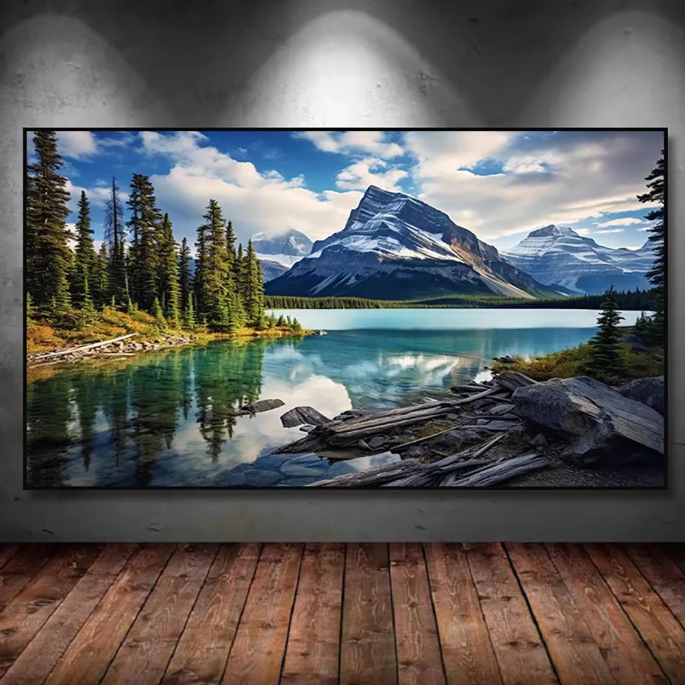 Volcano Snow Mountain Lake Landscape Canvas Painting large Modern Natural Scenery Poster Print Wall Art Picture Home Decoration