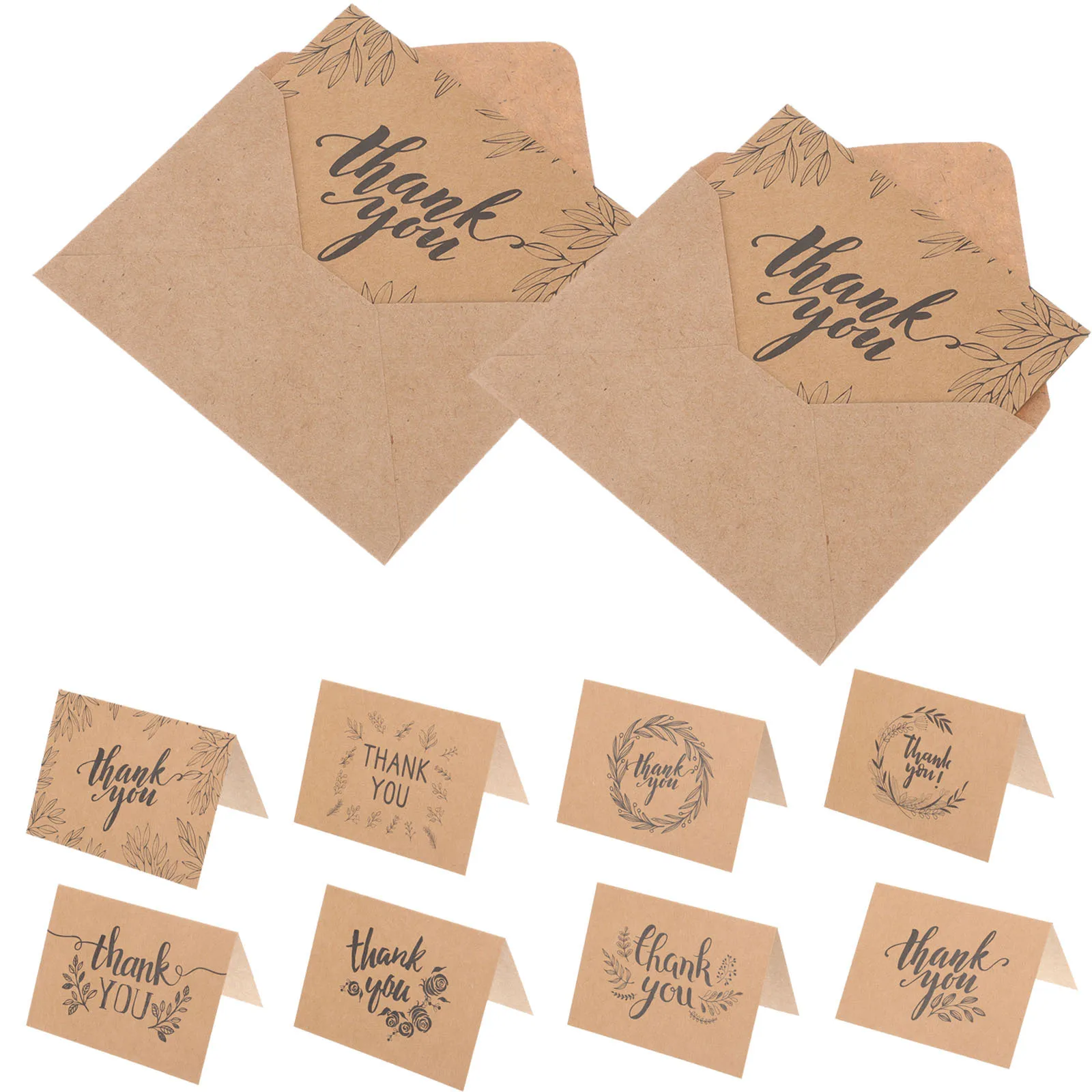16 set Thank You Cards Kraft Paper Blank Inside For Small Business Flower Shop Bakery Spa Bulk Greeting Postcards Printing