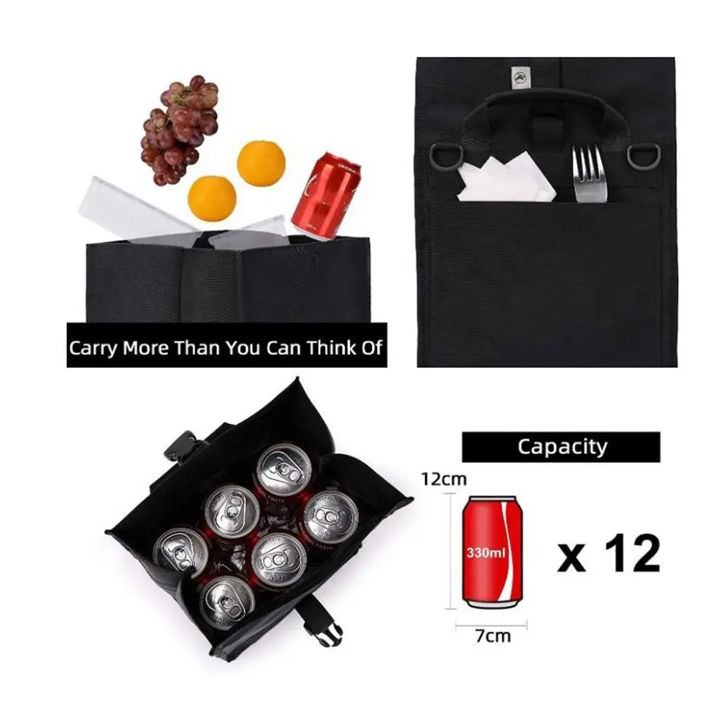 حقيبة غداء معزولة بحزام كتف قابل للتعديل، خفيفة الوزن، قابلة للطي، حقائب غداء محمولة مقاومة للصدمات #4