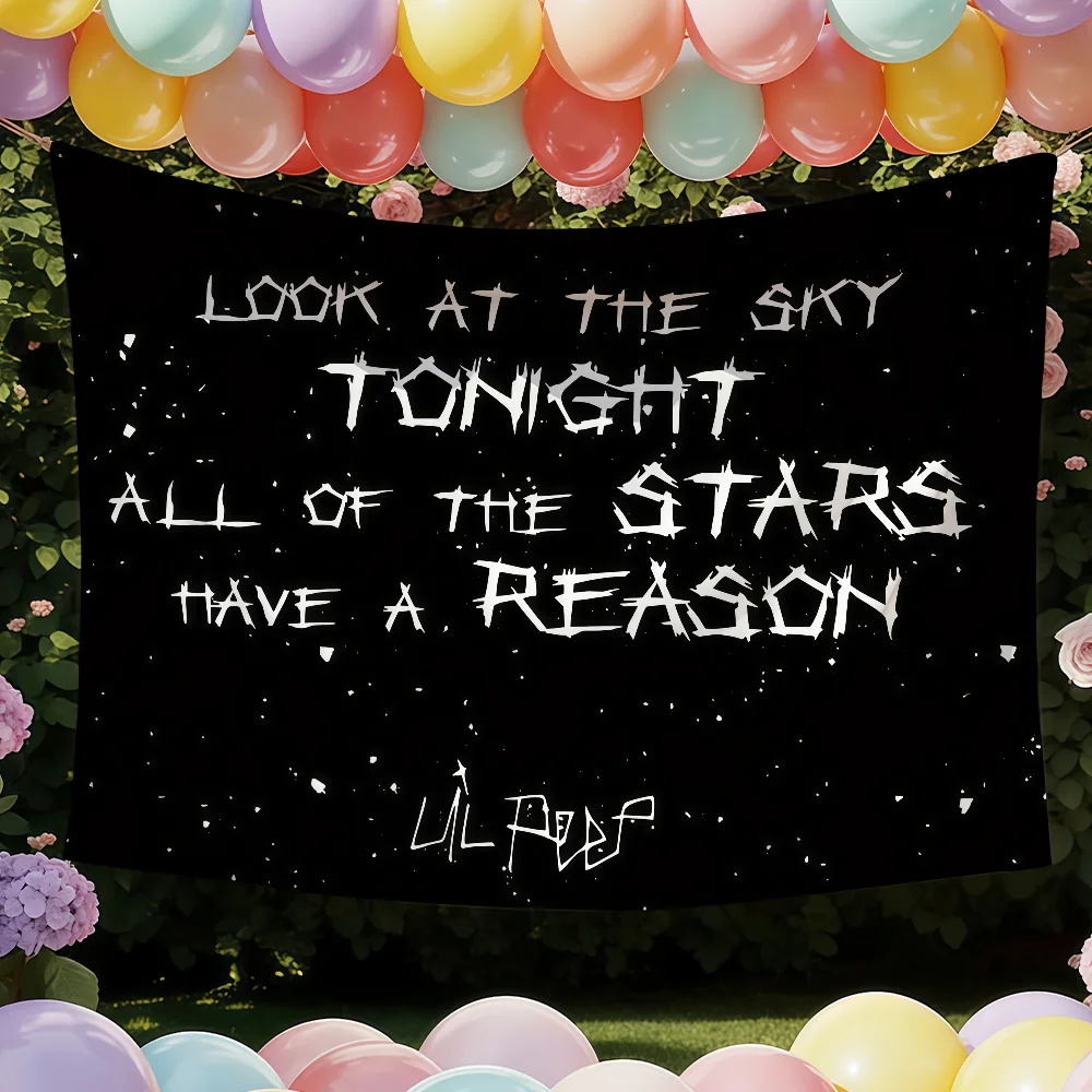 Lil Peep Look At The Sky Tonight flag Tapestries Outdoor Parties Bedrooms Living Rooms Dorm Rooms Wall Decor Banners Gifts