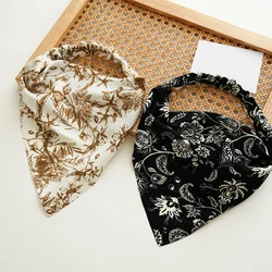 New Printed Leaf Bandana Headband Women's Elastic Triangle Headscarf Hair Bands Spring Summer Girl Fashion Decor Ties Hair Scarf