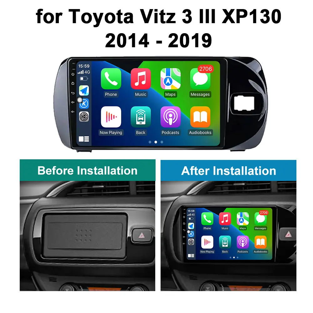 Pemutar Multimedia mobil, sistem Android RHD untuk Toyota Vitz 3 III XP130 2014 - 2019 Radio Video Multimedia Player GPS Navi Audio Stereo DSP Head Unit