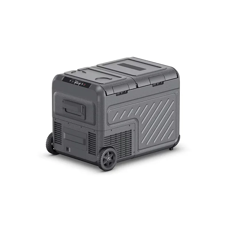 35L Wheeled Dual Zone Portable Car Refrigerator Freezer 12V 24V Automotive Refrigerator with LED Display for Camping Travel