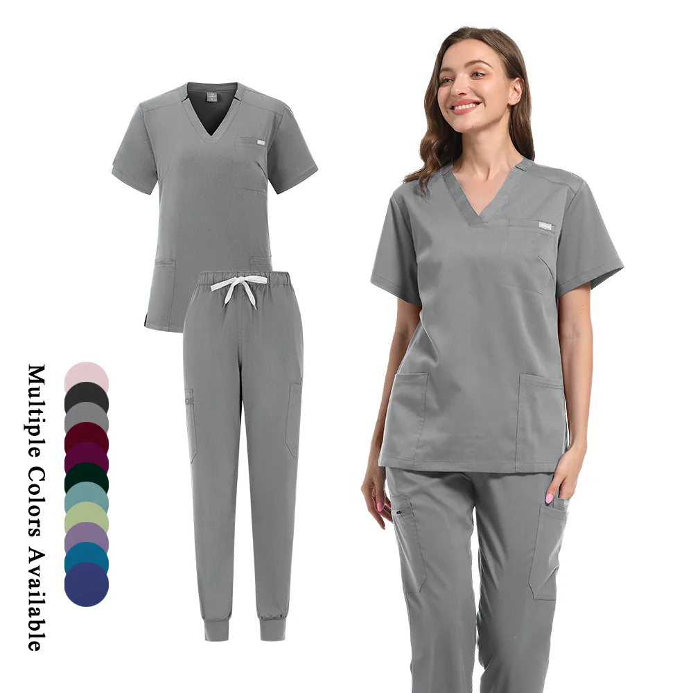 Uniforme médico, conjunto de exfoliante elástico, batas quirúrgicas de Hospital, Tops, pantalones, ropa de trabajo de enfermería, ropa para médicos, accesorios médicos