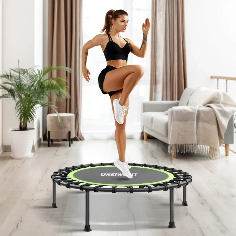 

Батут для взрослых Rebounder, бесшумный мини-батут для упражнений в помещении, батут для фитнеса Bungee Rebounder