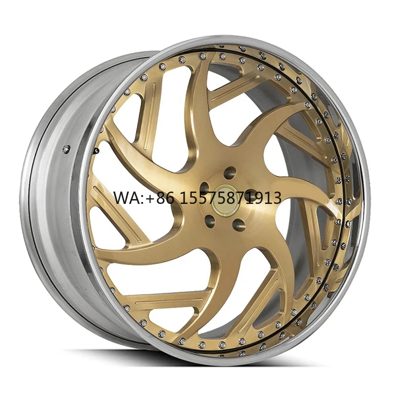 

High Quality 2-Piece Chrome Gold Forged Wheels 19-26 Inch 5x114.3 5x112 Aluminium Alloy Deep Dish New 40mm