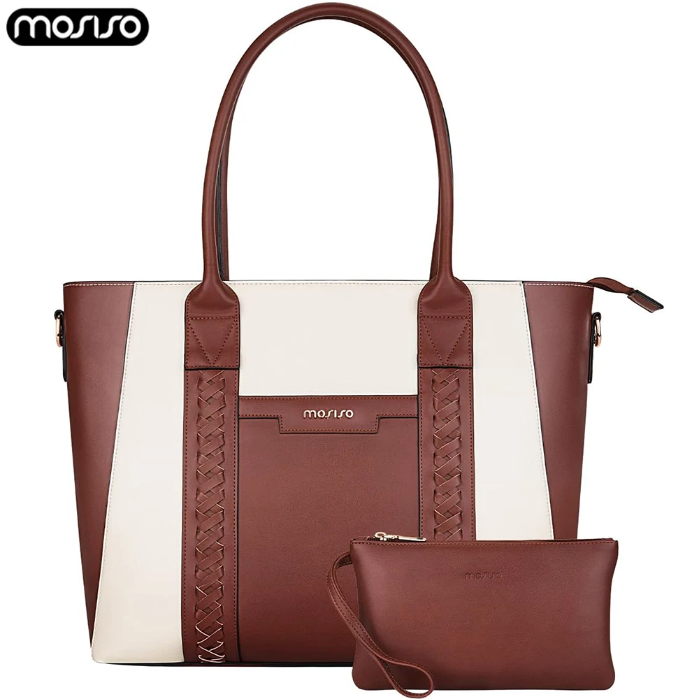 Laptop Bag 15.6 inch PU Leather Women's Tote Bag Waterproof Computer Briefcase Casual Shoulder Handbag for Business Office