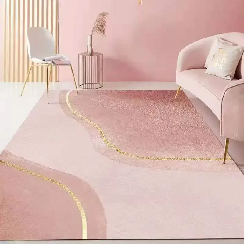 Pink Girl Bedroom Decor Square Carpet Luxury Nordic Carpets for Living Room Large Area Non-slip Cloakroom Rug Washable Floor Mat