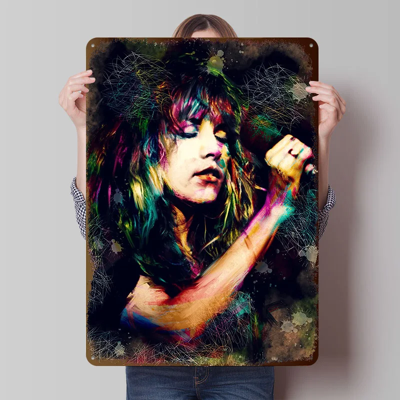 Stevie Nicks Tinplate Posters Customizable Wall Art Retro Vintage Metal Signs for Home Room Office Decoration Gaming Wand Deko
